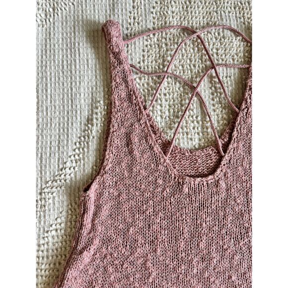 AMERICAN EAGLE OUTFITTERS Rose Pink Nubby Knit Strappy Back Tank Size Medium - Picture 9 of 12